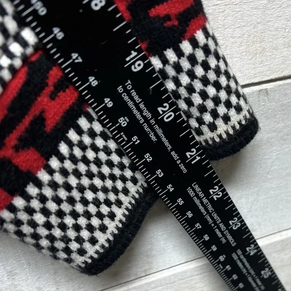 Chicos Sweater Cardigan Jacket Womens 2 US 12 Large Black Red Artsy Geometric - Picture 8 of 9
